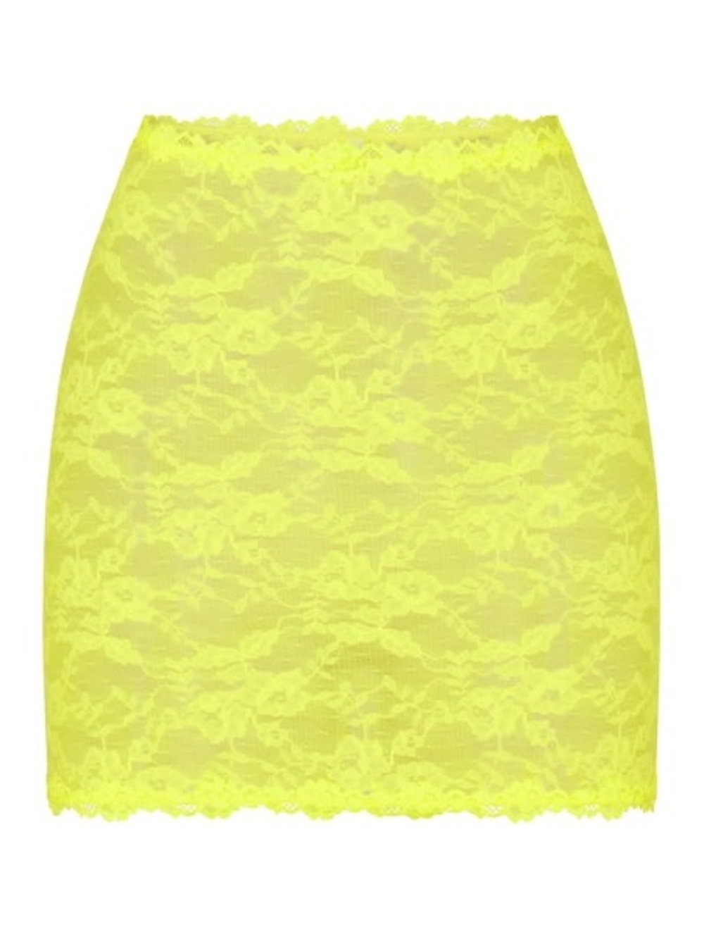 SKIMS Stretch Lace Mini Skirt 2X Yellow Highlighter Sheer Cover Up NWT
